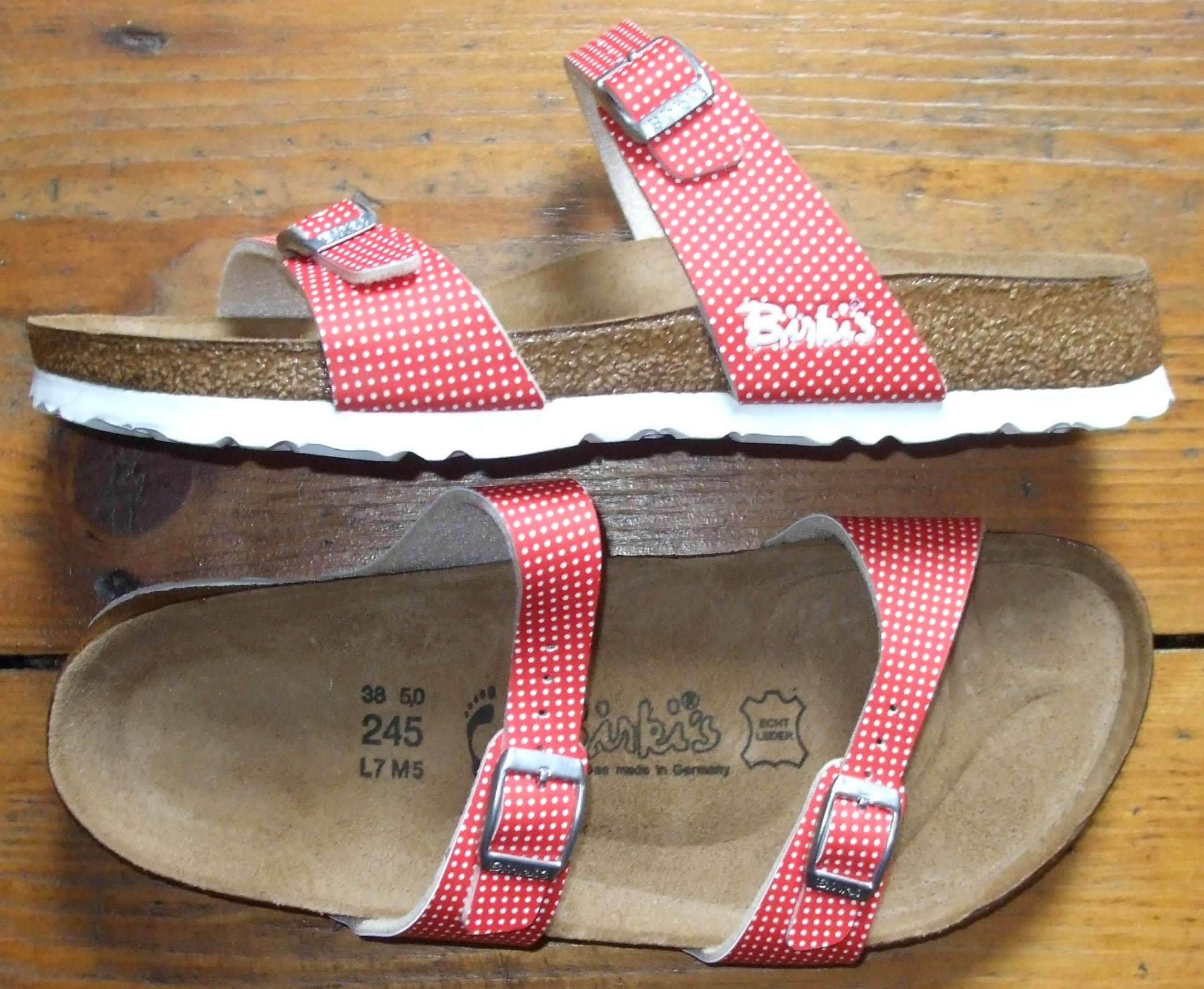 BIRKENSTOCK Birki's Tahiti Polka Dots Sandals Red 740 NEW | eBay