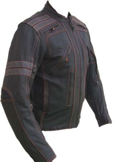 Mens Armored Motorcycle Racing Crusier Matte Reflective Cowhide Leather Jacket